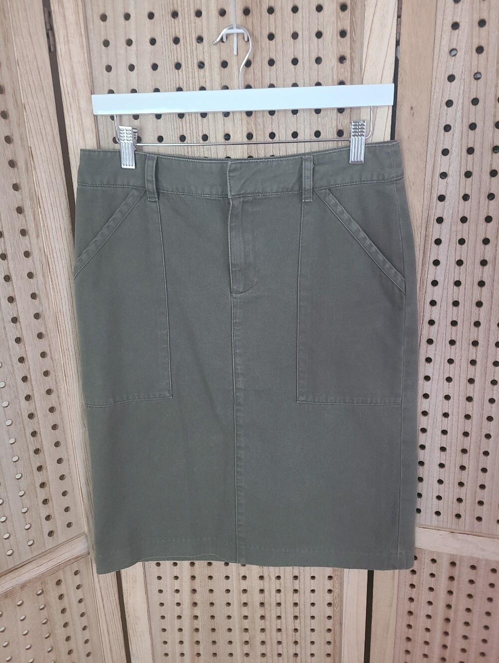 Gap Vintage Utility Midi Skirt, Olive Green, Size 4